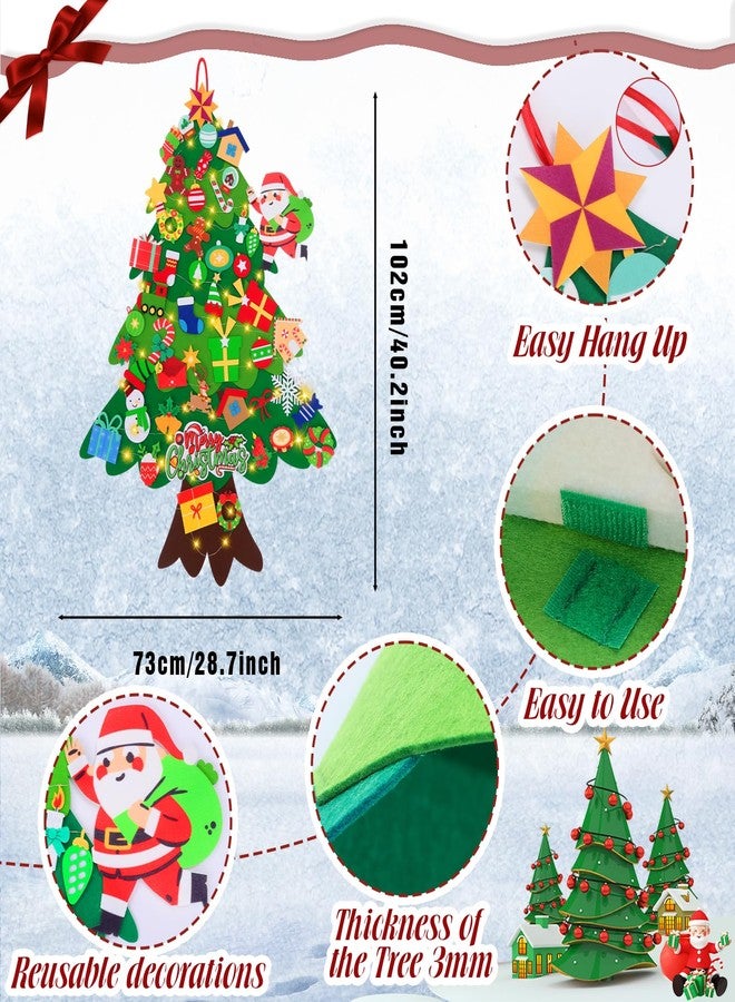 Kicpot Kids Felt Christmas Tree with 50 Ornaments 3.3ft DIY Felt Christmas Tree for Toddlers Wall Hanging Xmas Decoration Montessori Gifts for Kids Room Door Classroom - Image 3